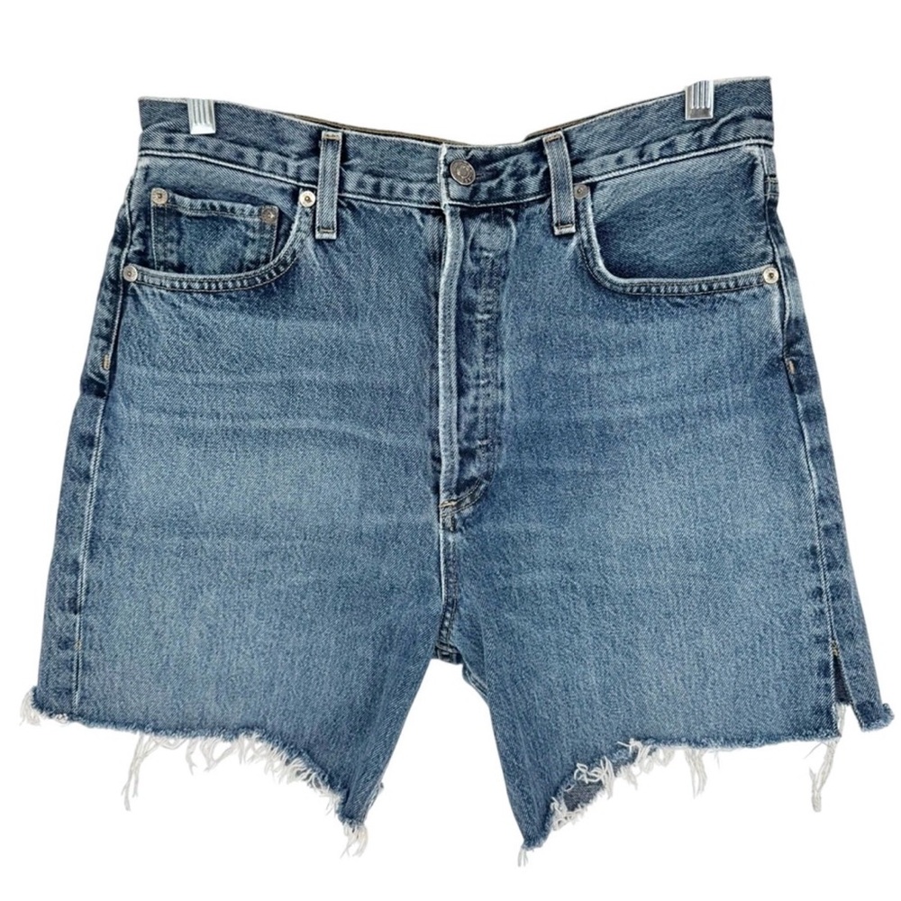 AGOLDE *Altered* 90's Pinch Waist High Rise Straight Cut Off Shorts Navigate 28